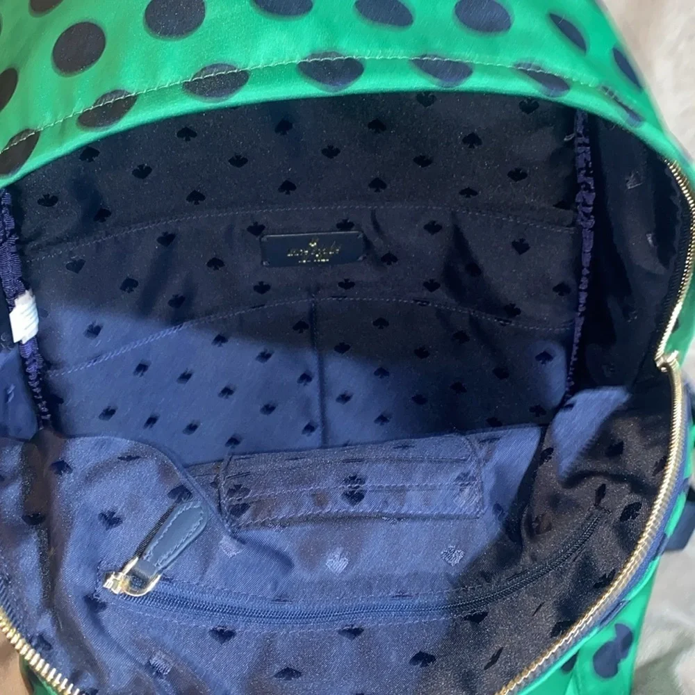 ♠️ Kate Spade Chelsea Teal and Navy Polka Dot Backpack